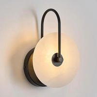 Applique murale ronde en albâtre, luminaire moderne noir, élégant et décoratif, lampe murale contemporaine pour intérieur