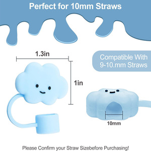 Bouchon de paille en silicone en forme de nuage, capuchon anti-poussière de 10 mm pour gobelet, usage domestique - Product Image 3