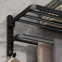 Porte-serviettes mural en aluminium spatial de haute qualité, sans perçage, avec étagère de rangement pour salle de bain et toilettes