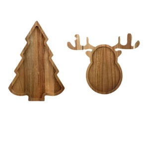 Christmas Wooden <b>Tray</b> Reindeer Tree Shape Fruit Snack Plate For Kids Party Serving - Product Image 5
