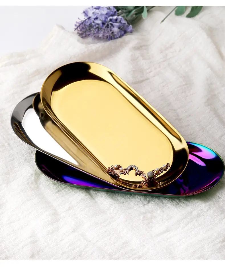 2022 Tabletex Korean-style ins style stainless steel metal tray cosmetic jewelry storage desktop cleaning tray