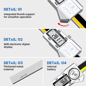 Hengliang Hoge Precisie 0.01Mm Ip54 Digitale Nonius Remklauw Roestvrijstalen Schijf Dunne Staaf Metallic Shell Deep Display - Product Image 3