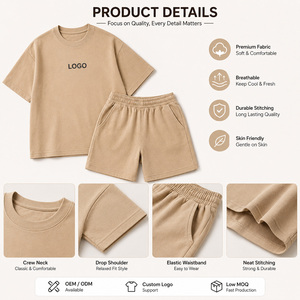 Set Estivo 2 Pezzi per Bambini: T-shirt Oversize a Maniche Corte e <span class=keywords><strong>Pantaloncini</strong></span> in 100% Cotone con Logo Personalizzato - Product Image 3