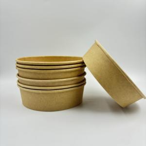 Bol kraft jetable écologique de qualité alimentaire Couvercle en feuille d'or 500ml 750ml 1000ml 1300ml 1500ml Capacité pour sandwichs à sushi - Product Image 2