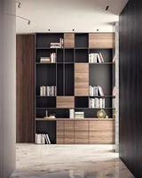 Mueble de Almacenamiento Modular Giratorio y Portátil, Moderno, Abierto, con Puertas Cerradas, Estante de Pared Personalizado de Madera Contrachapada para Sala de Estar y Comedor