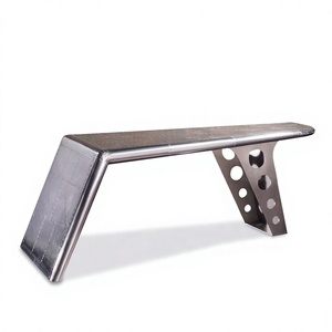 Bureau de direction convertible sur mesure en aluminium poli, fait main, style industriel loft aviation, en promotion - Product Image 1