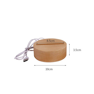 <b>LED</b> Nightlight Wood Base Stand 3D Crystal Wireless Wooden Base with Sensor Control Night <b>Light</b> - Product Image 1