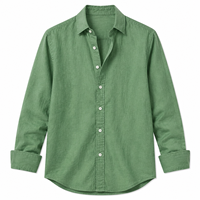 Kemeja Pria Katun Linen Kancing Depan Lengan Panjang Model Longgar Polos Warna Solid Kasual Musim Semi