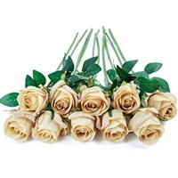 Heißer Verkauf Seiden rosen künstliche Blumen Champagner Dekoration künstliche Rosen knospe Seide Blumenstrauß