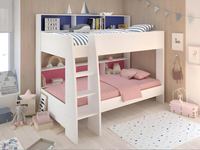 Lit superposé moderne en bois massif, entièrement blanc, écologique, gain de place, pour adultes et enfants, utilisation en chambre à coucher