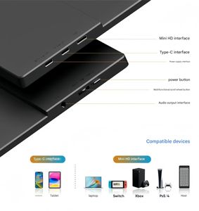Nueva Tecnología, Pantalla LCD IPS WLED de 15.6 Pulgadas <span class=keywords><strong>Full</strong></span> <span class=keywords><strong>HD</strong></span> <span class=keywords><strong>1920x1080</strong></span>, Pantalla Portátil para Reposacabezas de Auto, Monitor de Juegos USB Tipo C - Product Image 2