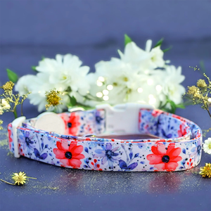 Hondenriem van canvas & neopreen met op maat gemaakt koninklijk bloemmotief, elegant bloemendesign, voor dagelijks gebruik & speciale gelegenheden - Product Image 1