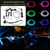 Lumière d'ambiance pour voiture, câble à fibres optiques, lumière froide, câble guide 6-en-1, barre lumineuse décorative contrôlée par application