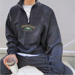 เสื้อสเวตเชิ้ตผู้ชายผ้าเทอร์รี่ 360 กรัม ปักโลโก้ตามสั่ง ทรงหลวม สไตล์สตรีทแวร์ลำลองสำหรับฤดูใบไม้ร่วง - Product Image 3