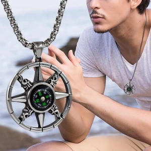 Hip Hop rétro Sports de plein air soleil colliers survie boussole pendentif collier amulette Talisman bijoux - Product Image 2