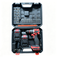 Perceuse-visseuse sans fil électrique avec mandrin auto-serrant, couple réglable, jeu de douilles et embouts, 2 batteries, OEM