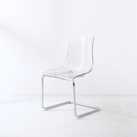 Chaises en acrylique transparentes avec pieds en métal, design nordique moderne, prix d'usine, pour restaurant, café, utilisation en salle à manger