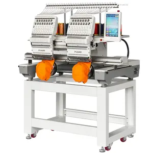 Профессиональная высокоскоростная швейная компьютеризированная вышивальная машина FUWEI с 2 головками, 1200 об/мин, 12 игл