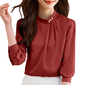 Chemisier en mousseline de soie décontracté Chemise à manches longues pour le bureau, tenue décontractée et formelle pour les femmes Blouse décontractée légère Tenue de tous les jours - Product Image 3