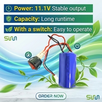 Batterie lithium-ion 18650 à longue durée de vie (plus de 500 cycles), compatible avec les outils électriques sans fil, 11,1 V 2000 mAh, débit élevé 10C
