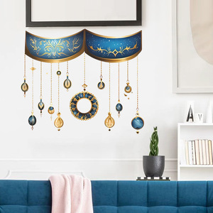 Adesivi Decorativi da <span class=keywords><strong>Parete</strong></span> con Stelle e Luna per il Ramadan Mediorientale, Stile Vintage, Rimovibili, Autoadesivi in PVC - Product Image 3