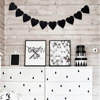 Drapeau en feutre en forme de coeur pour la Saint-Valentin mariage personnalisable noir amour bannière décorative tissé fête décoration murale