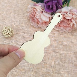 Wooden guitar pendant, laser-cut irregularly shaped wooden blank, writable and graffiti-friendly creative <b>bookmark</b> with holes - Product Image 3