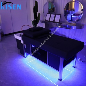 เตียงสระผมเชิงพาณิชย์ Kisen พร้อมระบบน้ำวน ไฟ LED อบไอน้ำ ที่พักศีรษะปรับได้ รองรับแรงดันไฟฟ้าทั่วโลก 110V 220V - Product Image 1