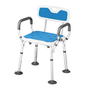 Chaise de douche Morton réglable en hauteur, en alliage d'aluminium, avec accoudoirs, siège antidérapant pour personnes âgées, handicapées, femmes enceintes - Product Image 1