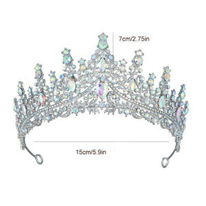 تاج زفاف أميري رخيص بالجملة، إكسسوارات شعر للفتيات، تاج مرصع بالكريستال والأحجار الكريمة بألوان متعددة، مصنوع من سبائك معدنية - Product Image 6