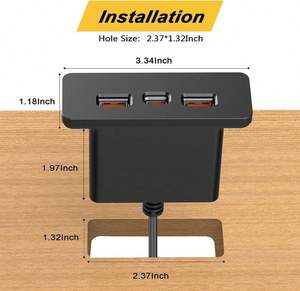 3 में 1 रीसेटेड यूएसबी हब ब्लॉक चार्जिंग स्टेशन के साथ पीसी 20W USB-C पावर स्ट्रिप आउटलेट फास्ट चार्जिंग - Product Image 2