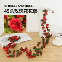 Guirlande de roses artificielles en soie à 45 têtes, bicolore, pour décoration suspendue, verdure décorative pour la maison, les mariages et les fêtes