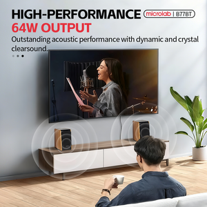 Microlab B77BT <span class=keywords><strong>Hi</strong></span>-<span class=keywords><strong>Fi</strong></span> ลำโพงชั้นหนังสือ, ลำโพง4 "วูฟเฟอร์0.75" ช่อง2.0สำหรับ5.3การ์ดหน่วยความจำแบบคู่รองรับ - Product Image 3