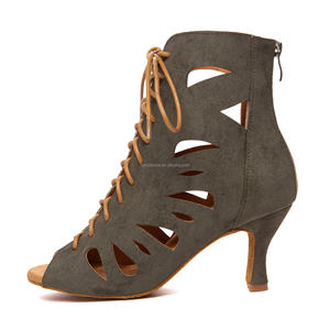 Chaussures de <span class=keywords><strong>danse</strong></span> latine professionnelles à talons hauts de 10 cm <span class=keywords><strong>bottines</strong></span> <span class=keywords><strong>Jazz</strong></span> en daim jaune à la mode pour les fêtes Salsa/Bachata LUOQIAO - Product Image 5