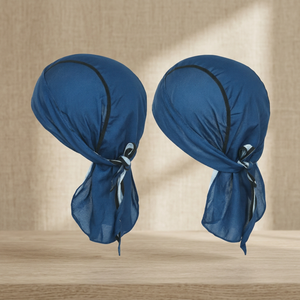 Durag en satin bleu pour femme, protection des cheveux à longue queue, turban en tissu lisse, tenue décontractée, ajustement réglable, pour le quotidien, les fêtes, printemps et été - Product Image 1