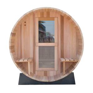 Sauna extérieur traditionnel en bois de pruche pour 3-4 personnes avec verrière panoramique, modèle <span class=keywords><strong>Suna</strong></span>, avec poêle chauffant de 6 kW - Product Image 4