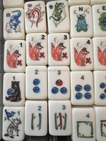 Juego de Fichas de Mahjong Americanas de Acrílico Pintadas a Mano y Grabadas con Diseño de Lujo: Zorro, Oso, Hongo, Flora y Fauna, 160 Piezas, Ecológico, Envío Inmediato