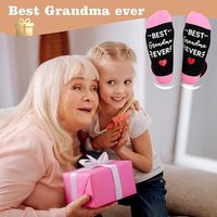 Best Grandma/Grandpa Ever Crew Chaussettes décontractées Semelles antidérapantes Chaussettes de maison réconfortantes pour personnes âgées Texte de message antidérapant