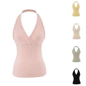 Top Deportivo Vintage con Cuello Halter en V, con Relleno en el Pecho, Suave, para Yoga, de Secado Rápido, Transpirable y Ecológico - Product Image 1