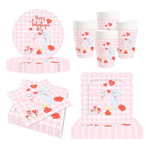 Juego de Vajilla DAMAI para el Día de San Valentín, Platos de Papel para el Día de San Valentín, Platos y Servilletas para Fiestas Románticas para 8 Personas - Product Image 3