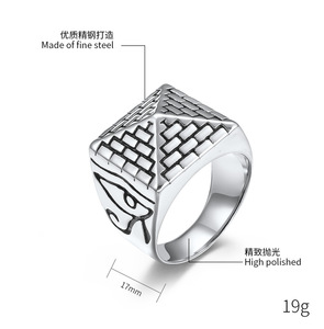 Pyramide égyptienne tricolore oeil Horus or acier inoxydable pharaonique hommes Vintage Knuckle anneau symbolisme ancien bijoux audacieux - Product Image 6