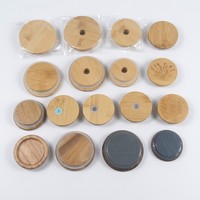 Couvercle en bambou durable avec logo personnalisé et trou pour paille, disque en bois gravé, bouchon hermétique en silicone pour tasses en verre