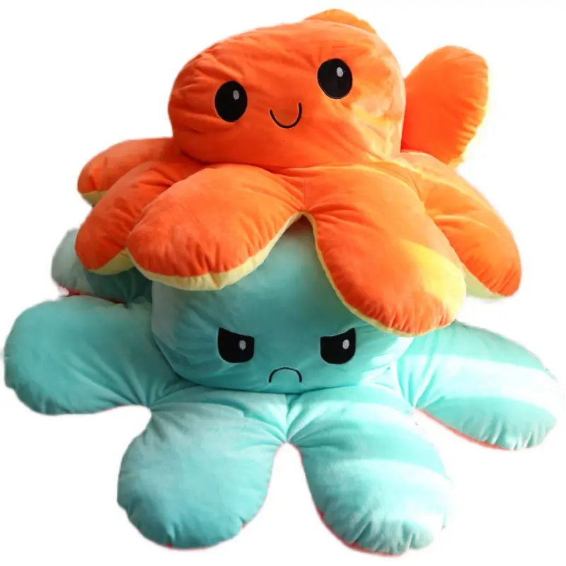 Kawaii-Flip-Octopus zweifarbige Dose gewechselt doppelseitig umdrehende Octopus-Plüsch-Spielzeugpuppe Kinder Feiertagsgeschenke