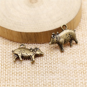 100pcs/bag 21x16mm Antique Silver Plated Antique Bronze Plated Zinc Alloy <strong>Pig</strong> <strong>Charms</strong> Pendants ABD-C10633 - Product Image 4