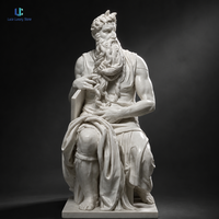 Statue de Moïse en marbre blanc Luca |   Sculpture de Prophète assis, sculptée à la main, style Michel-Ange, pour villa, jardin, musée, sur mesure