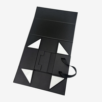 Emballage pliant noir personnalisé cadeau vin boîtes magnétiques emballage de luxe avec poignée et insert en carton