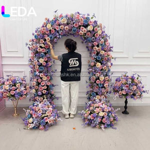 LEDA Ensemble d'arrangements floraux en soie artificielle de haute qualité, roses roses, bleues et violettes, pour arche et boule de fleurs - Product Image 1