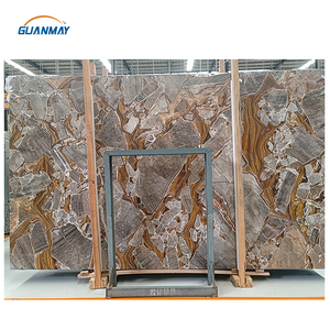 Dalles de marbre doré poli de luxe avec veines dorées de Versailles, carreaux de marbre fusion pour murs et sols - Product Image 1