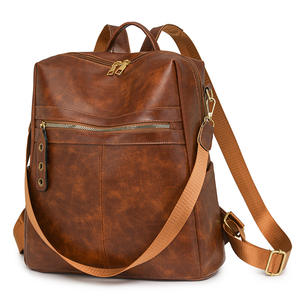 Sac à dos en cuir souple rétro transfrontalier pour femmes Sac à bandoulière multifonctionnel de grande capacité Conception simple polyvalente pour - Product Image 4