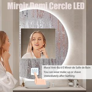 <span class=keywords><strong>Espejo</strong></span> de Baño Inteligente Grande con Luz Led, sin Marco, <span class=keywords><strong>Retroiluminado</strong></span>, en Forma de Media Luna, de Fabricante - Product Image 3
